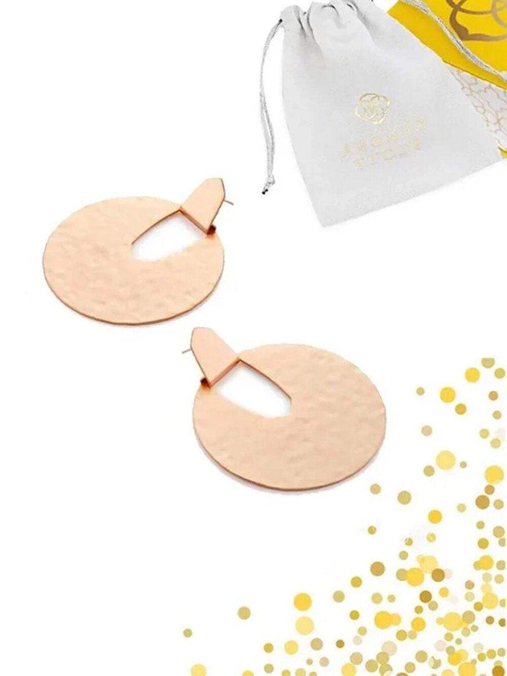 Kendra Scott Diane Rose Gold Hammered Earrings NWOT